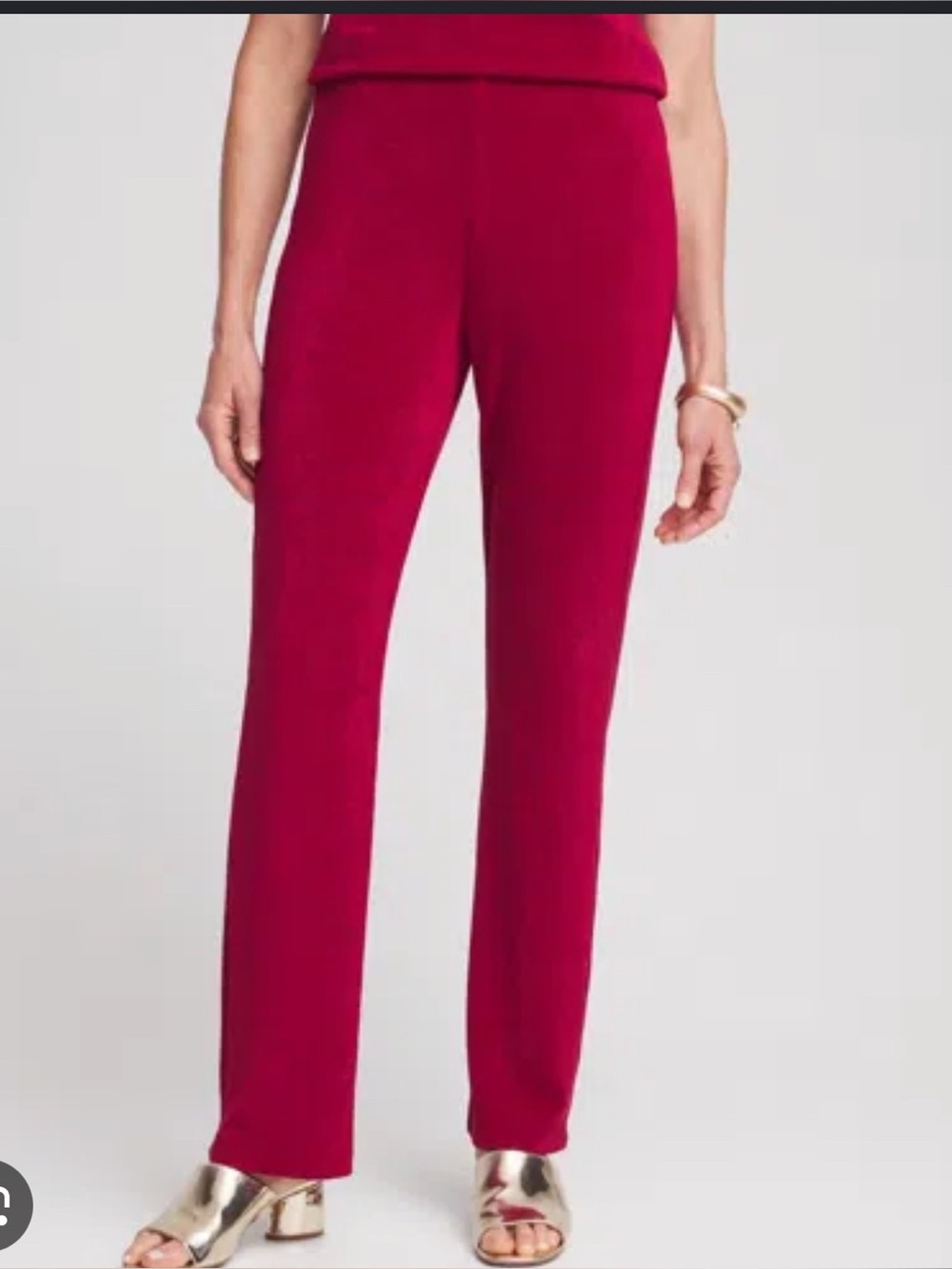 Chico's Travelers Mulberry Red Classic No Tummy Pants Pull On Size 1R / M NWT